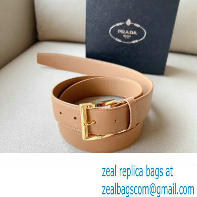 Prada Width 3.4cm Leather Reversible Belt Apricot/Gold 2024