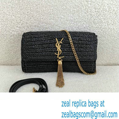 Saint Laurent kate 99 tassel BAG in raffia BLACK 2024(original quality)