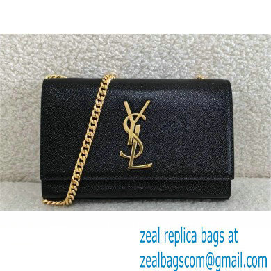Saint Laurent kate small in grain de poudre embossed leather black/gold 2024(original quality)