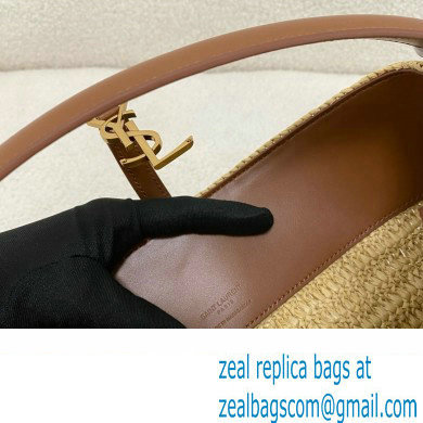 Saint Laurent le 37 in woven raffia and vegetable-tanned leather NATUREL AND BRICK 2024