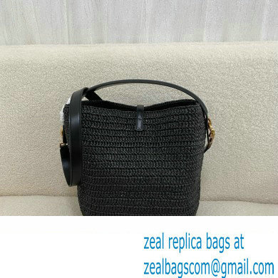 Saint Laurent le 37 in woven raffia and vegetable-tanned leather black 2024