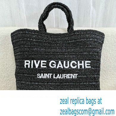 Saint Laurent rive gauche tote in raffia BLACK 2024(original quality)