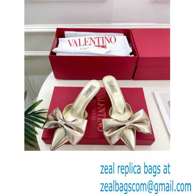 Valentino Heel 6cm Un Chateau Bow Mules Metallic Gold 2024