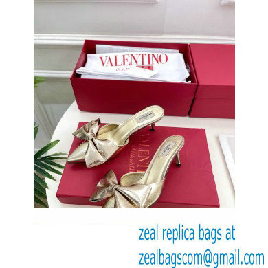 Valentino Heel 6cm Un Chateau Bow Mules Metallic Gold 2024