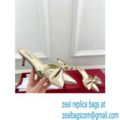Valentino Heel 6cm Un Chateau Bow Mules Metallic Gold 2024