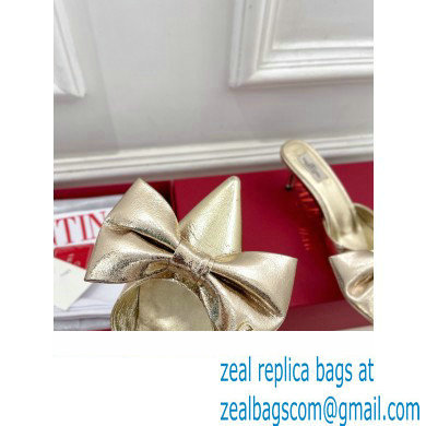 Valentino Heel 6cm Un Chateau Bow Mules Metallic Gold 2024