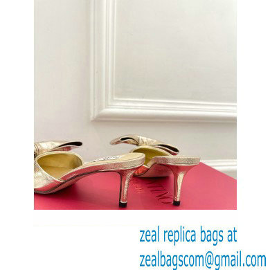 Valentino Heel 6cm Un Chateau Bow Mules Metallic Gold 2024