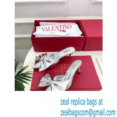 Valentino Heel 6cm Un Chateau Bow Mules Metallic Silver 2024