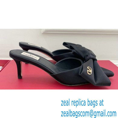 Valentino Heel 6cm Un Chateau Bow Mules Satin Black 2024