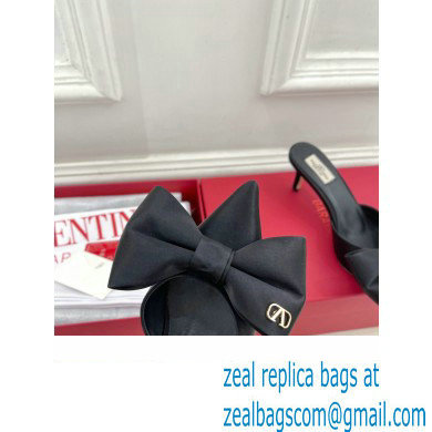 Valentino Heel 6cm Un Chateau Bow Mules Satin Black 2024