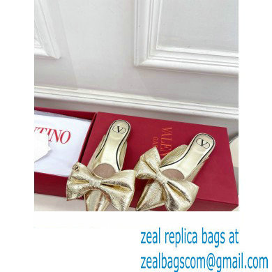 Valentino Un Chateau Bow Flat Mules Metallic Gold 2024