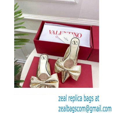Valentino Un Chateau Bow Flat Mules Metallic Gold 2024