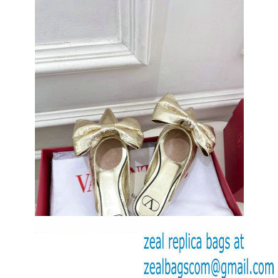 Valentino Un Chateau Bow Flat Mules Metallic Gold 2024
