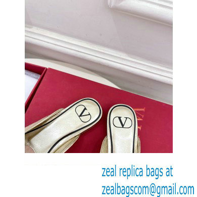 Valentino Un Chateau Bow Flat Mules Metallic Gold 2024