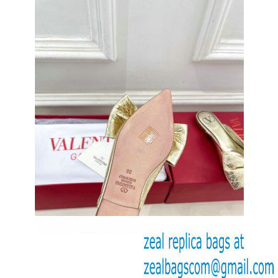 Valentino Un Chateau Bow Flat Mules Metallic Gold 2024