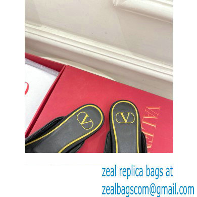 Valentino Un Chateau Bow Flat Mules Satin Black 2024