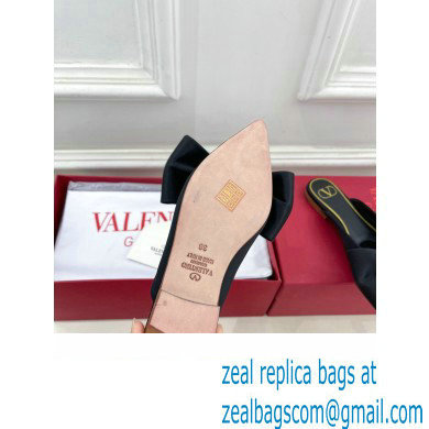 Valentino Un Chateau Bow Flat Mules Satin Black 2024