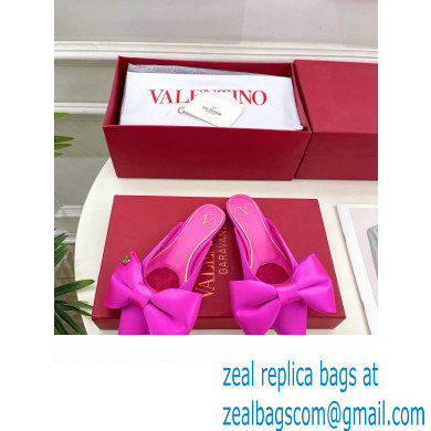 Valentino Un Chateau Bow Flat Mules Satin Fuchsia 2024