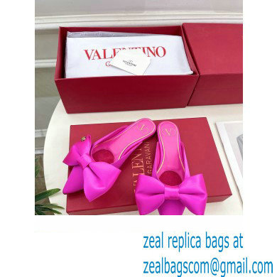 Valentino Un Chateau Bow Flat Mules Satin Fuchsia 2024