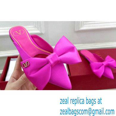 Valentino Un Chateau Bow Flat Mules Satin Fuchsia 2024