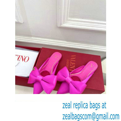 Valentino Un Chateau Bow Flat Mules Satin Fuchsia 2024