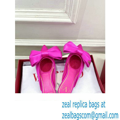Valentino Un Chateau Bow Flat Mules Satin Fuchsia 2024