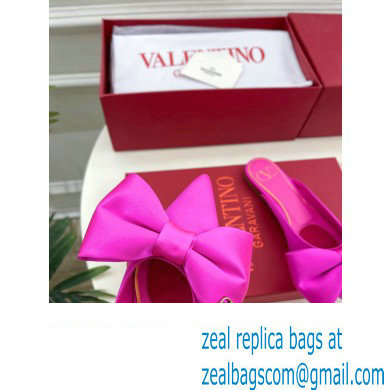 Valentino Un Chateau Bow Flat Mules Satin Fuchsia 2024