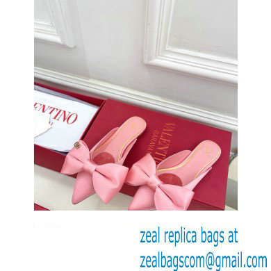 Valentino Un Chateau Bow Flat Mules Satin Pink 2024