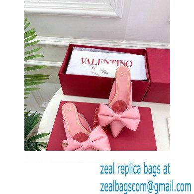 Valentino Un Chateau Bow Flat Mules Satin Pink 2024