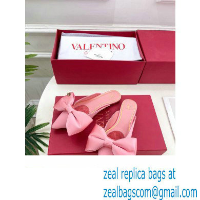 Valentino Un Chateau Bow Flat Mules Satin Pink 2024