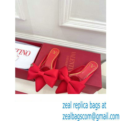 Valentino Un Chateau Bow Flat Mules Satin Red 2024