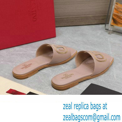Valentino Vlogo Cut-Out Calfskin Slide Sandals Nude 2024