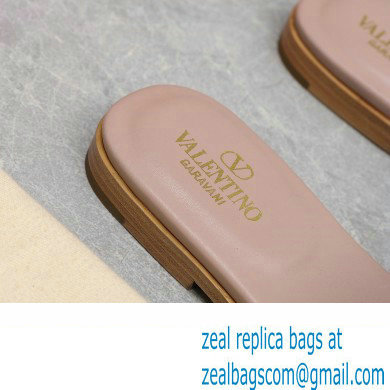 Valentino Vlogo Cut-Out Calfskin Slide Sandals Nude 2024