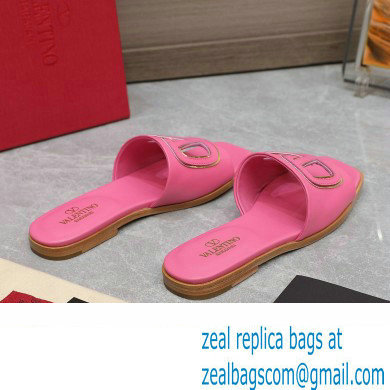 Valentino Vlogo Cut-Out Calfskin Slide Sandals Pink 2024