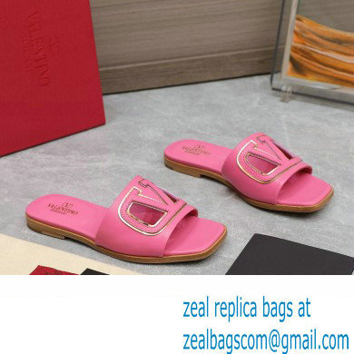 Valentino Vlogo Cut-Out Calfskin Slide Sandals Pink 2024