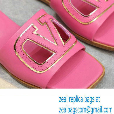Valentino Vlogo Cut-Out Calfskin Slide Sandals Pink 2024