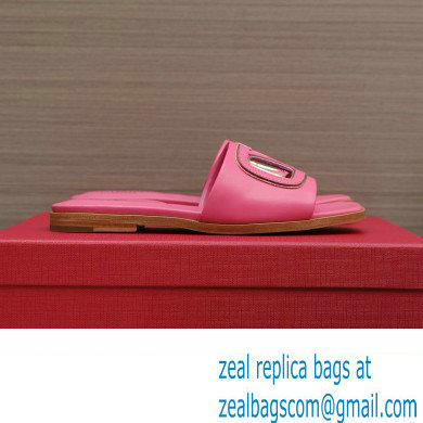 Valentino Vlogo Cut-Out Calfskin Slide Sandals Pink 2024