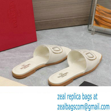 Valentino Vlogo Cut-Out Calfskin Slide Sandals White 2024
