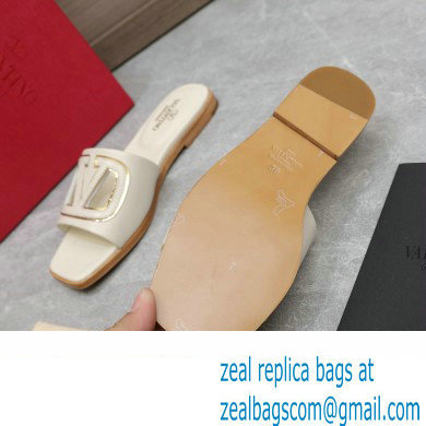 Valentino Vlogo Cut-Out Calfskin Slide Sandals White 2024