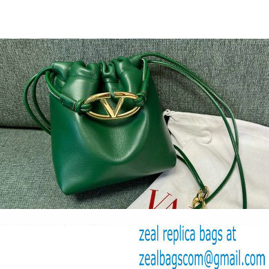 Valentino Vlogo Pouf Nappa Leather Mini Bucket Bag Green 2024