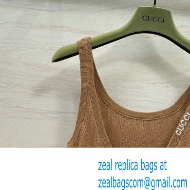 gucci Fine rib cashmere and silk tank top brown 2024