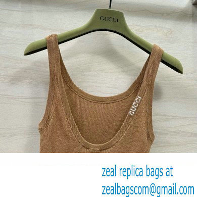 gucci Fine rib cashmere and silk tank top brown 2024