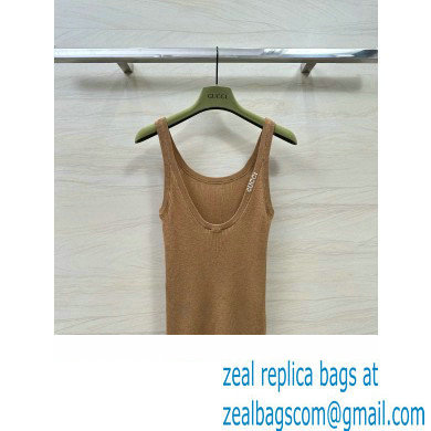 gucci Fine rib cashmere and silk tank top brown 2024