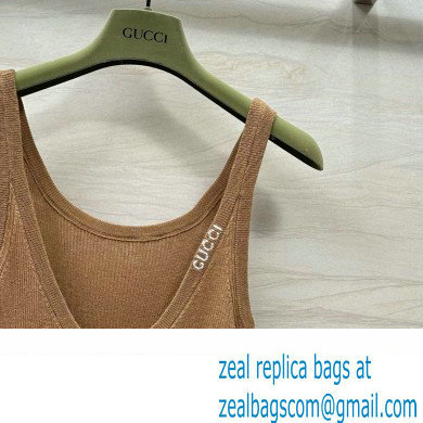 gucci Fine rib cashmere and silk tank top brown 2024