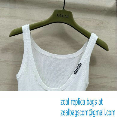 gucci Fine rib cashmere and silk tank top white 2024