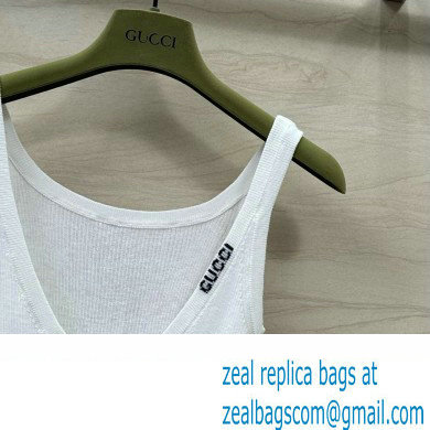 gucci Fine rib cashmere and silk tank top white 2024