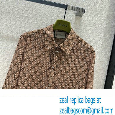 gucci GG damier print silk shirt 2024