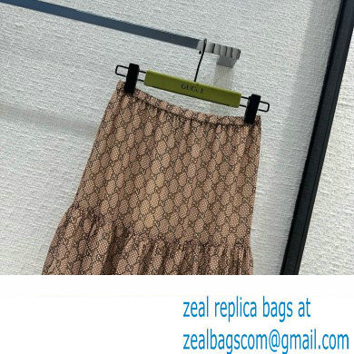 gucci GG damier print silk skirt 2024