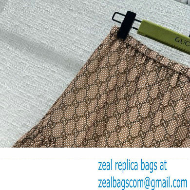 gucci GG damier print silk skirt 2024