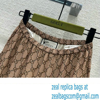 gucci GG damier print silk skirt 2024